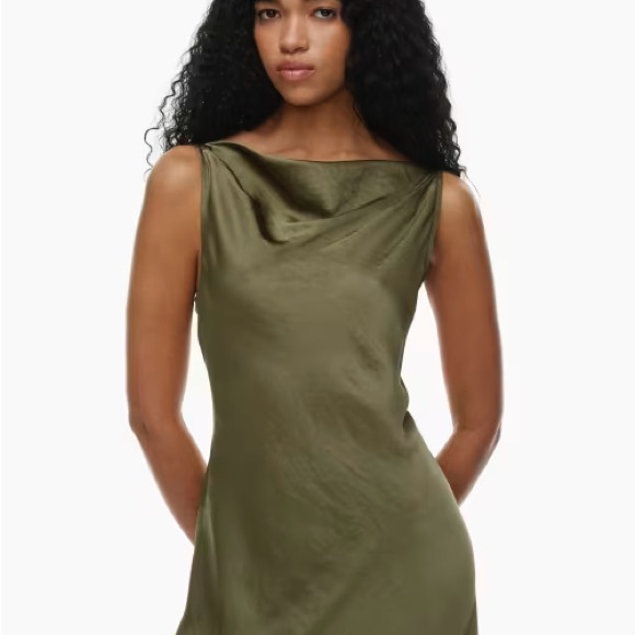NWT Aritzia Wilfred Silk Dress “New Goddess” 2XS in Soft Apricot Colour - Picture 4 of 5
